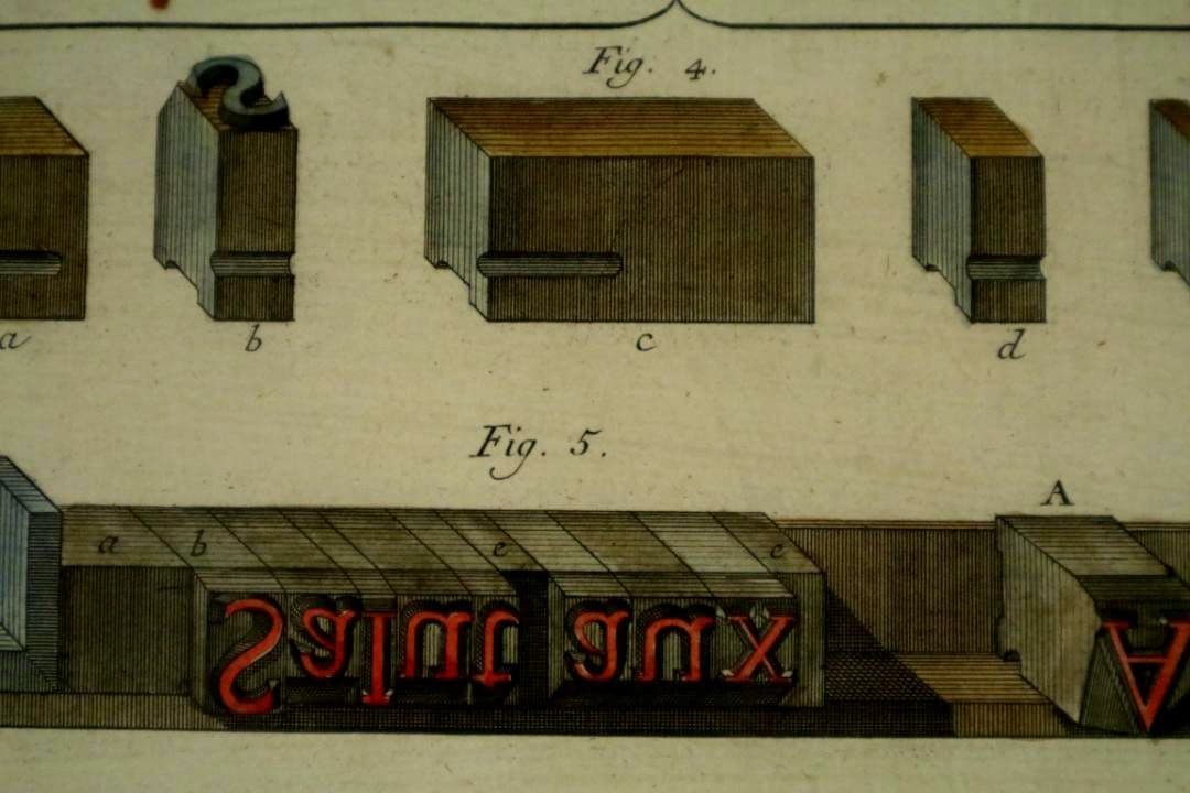お値下げ　額装品　古典版画　18世紀　ディドロー　百科全書　「活版印刷」　極美品