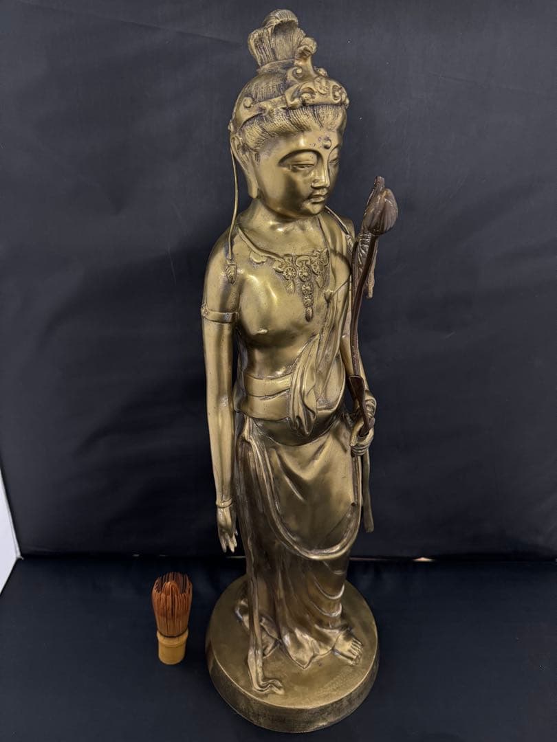 大型　観音 菩薩 銅製 仏像 彫刻 置物 開運 風水 骨董 古美術 アンティーク