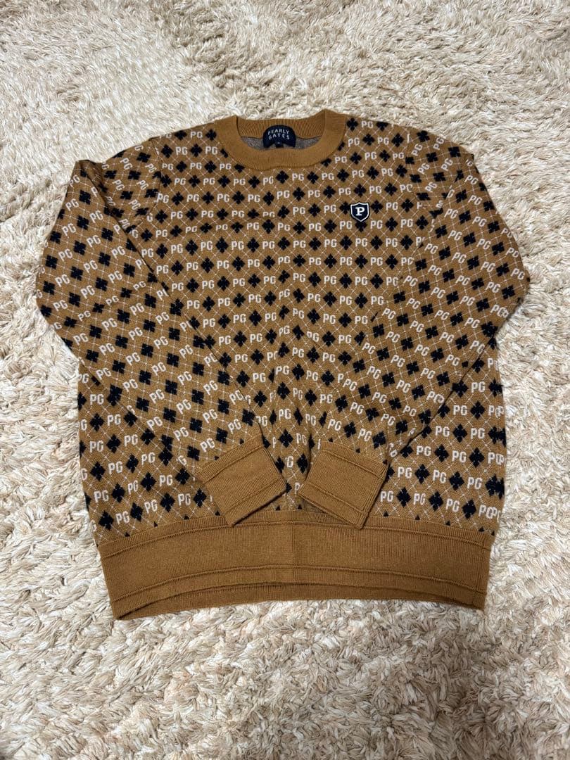 PEARLY GATES 総柄PGロゴセーター ブラウン