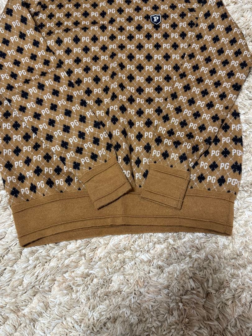 PEARLY GATES 総柄PGロゴセーター ブラウン