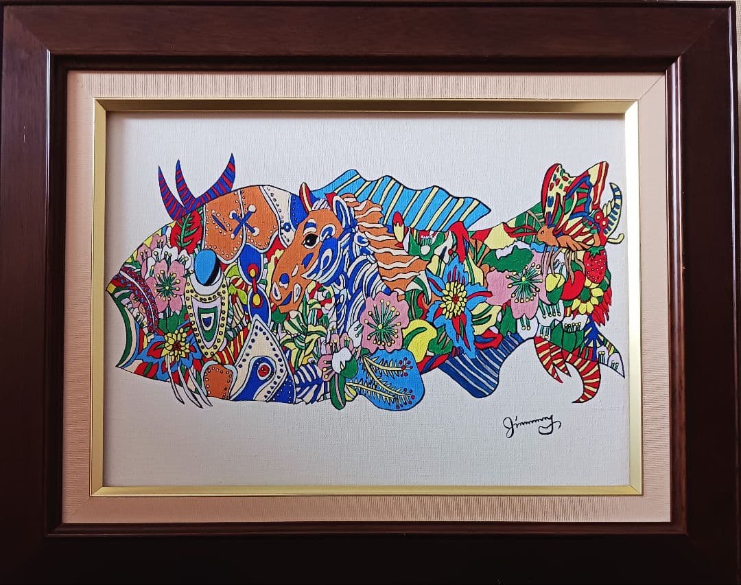 ジミー大西「春夏秋冬・春」油彩 F4号 肉筆 サインあり