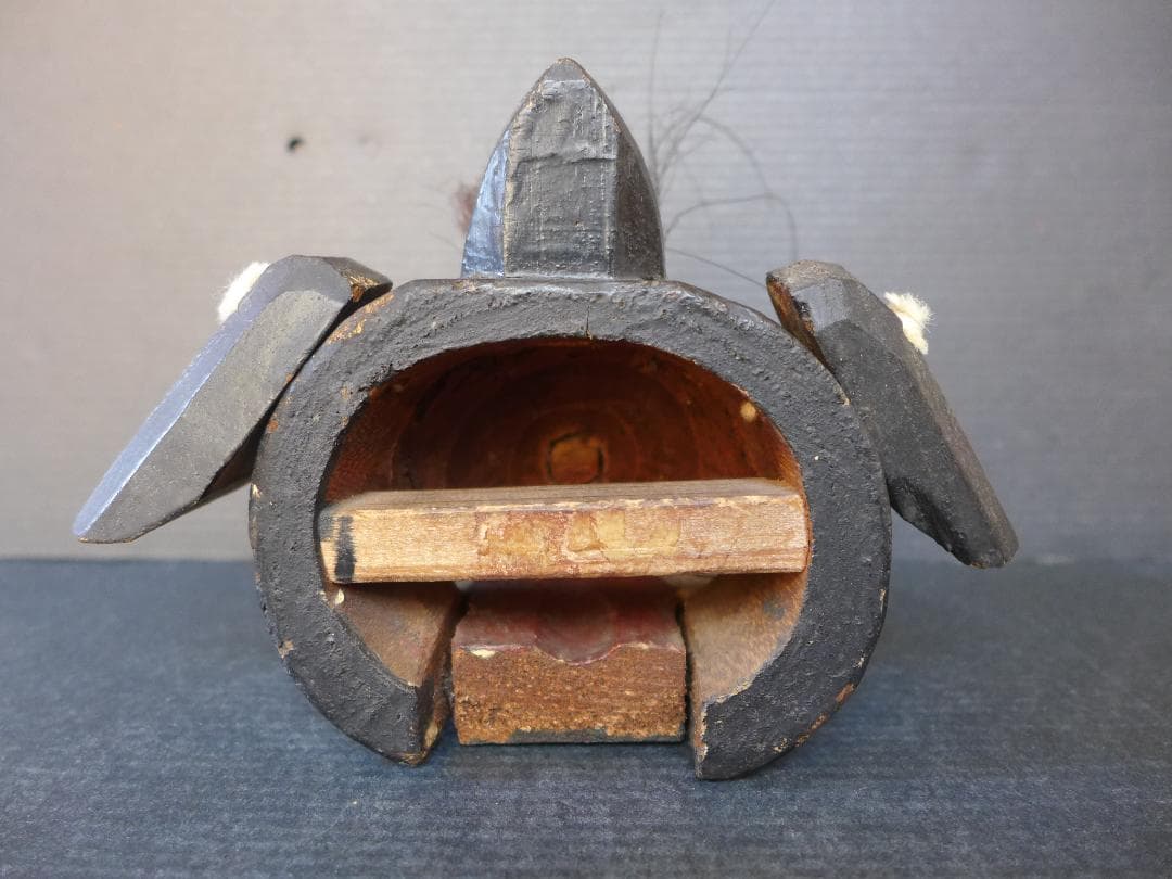 明治大正期頃　獅子頭　一刀彫り　木彫　魔除け　厄除け レトロ　アンティーク　骨董