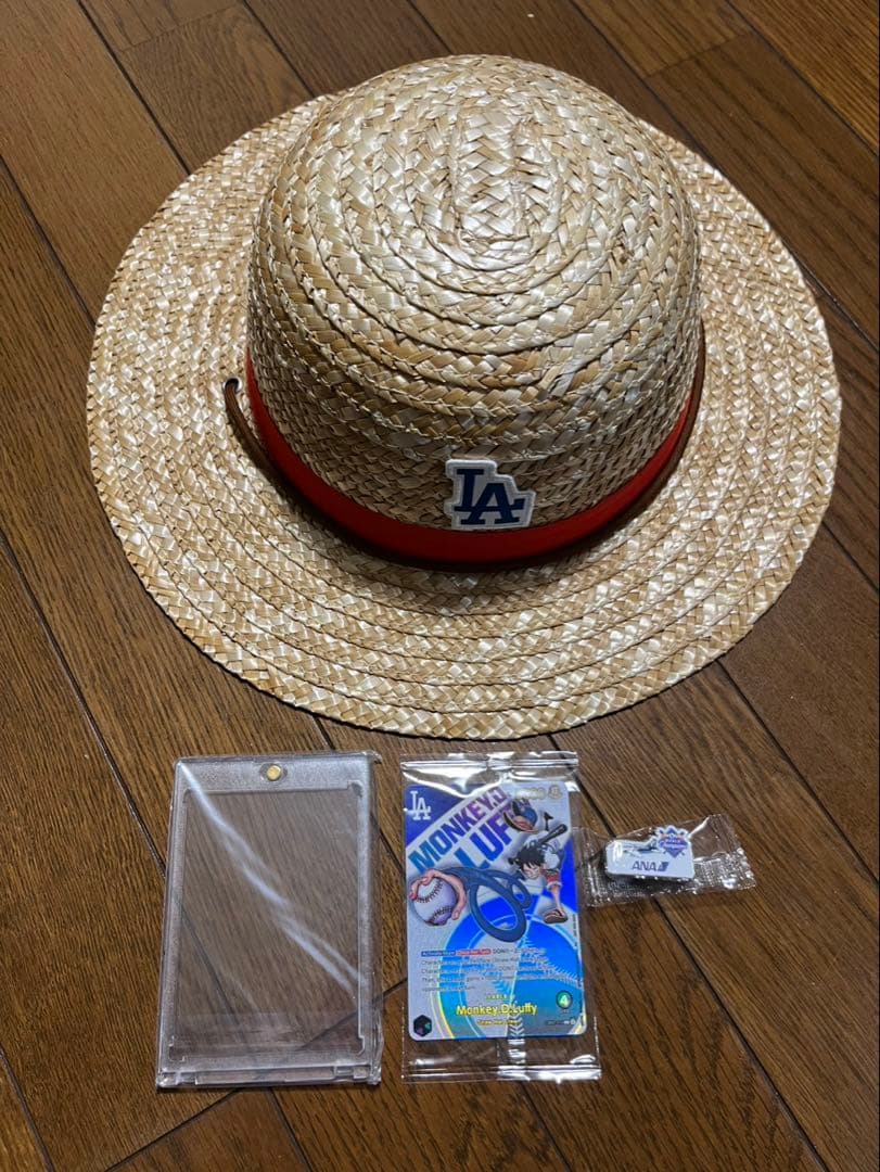ドジャース＆ワンピースカード＋麦わら帽子、バブルヘッド、ANA限定ピン大谷シャツ