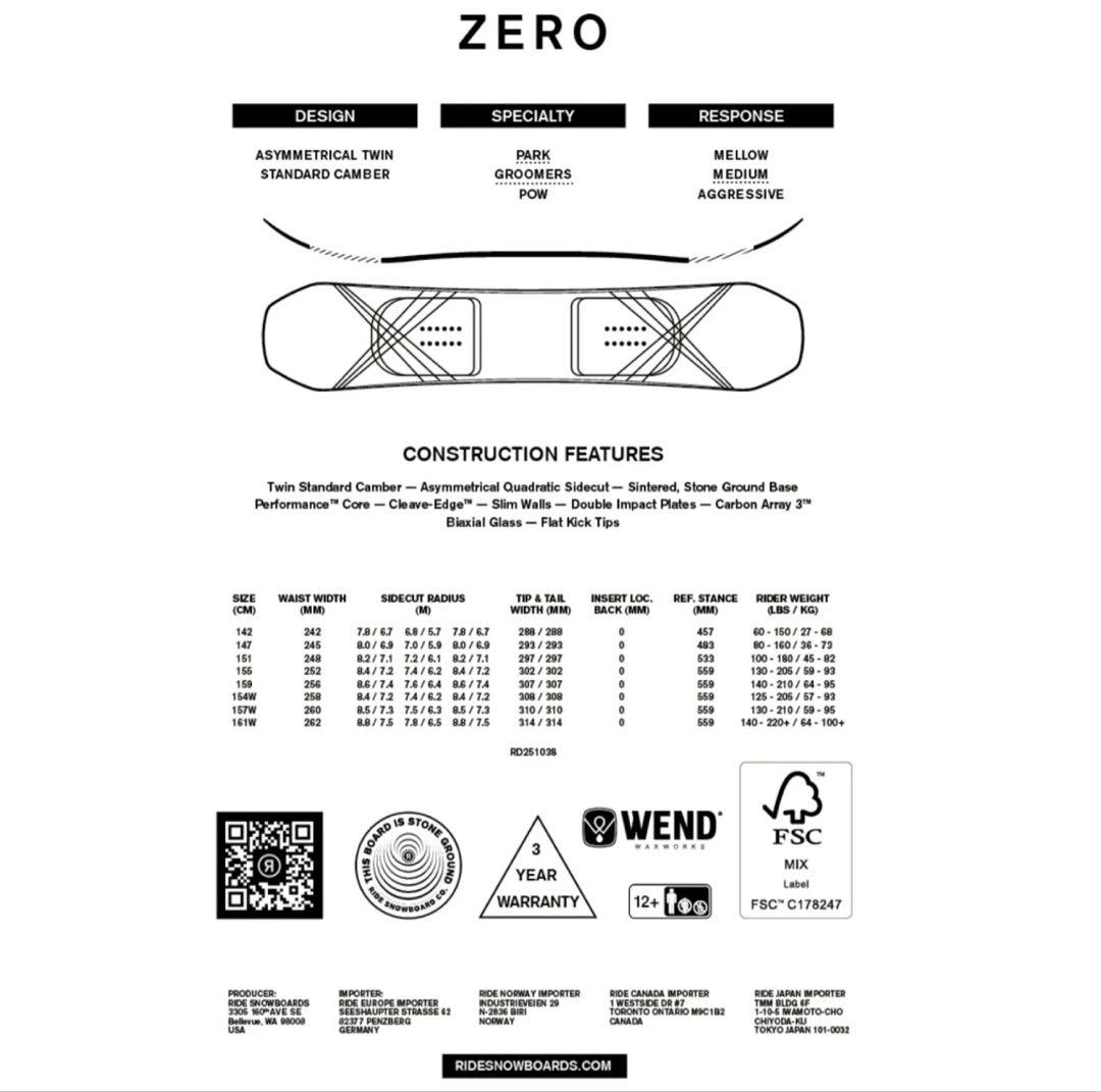 RIDE ZERO 147 スノーボード