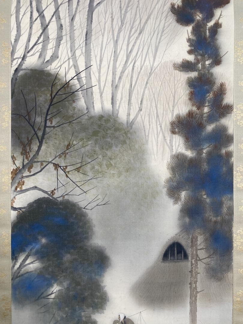 g*d様 綱島静観『黄昏 たそがれ』共箱 明治 岡山 橋本雅邦師事 掛軸2412