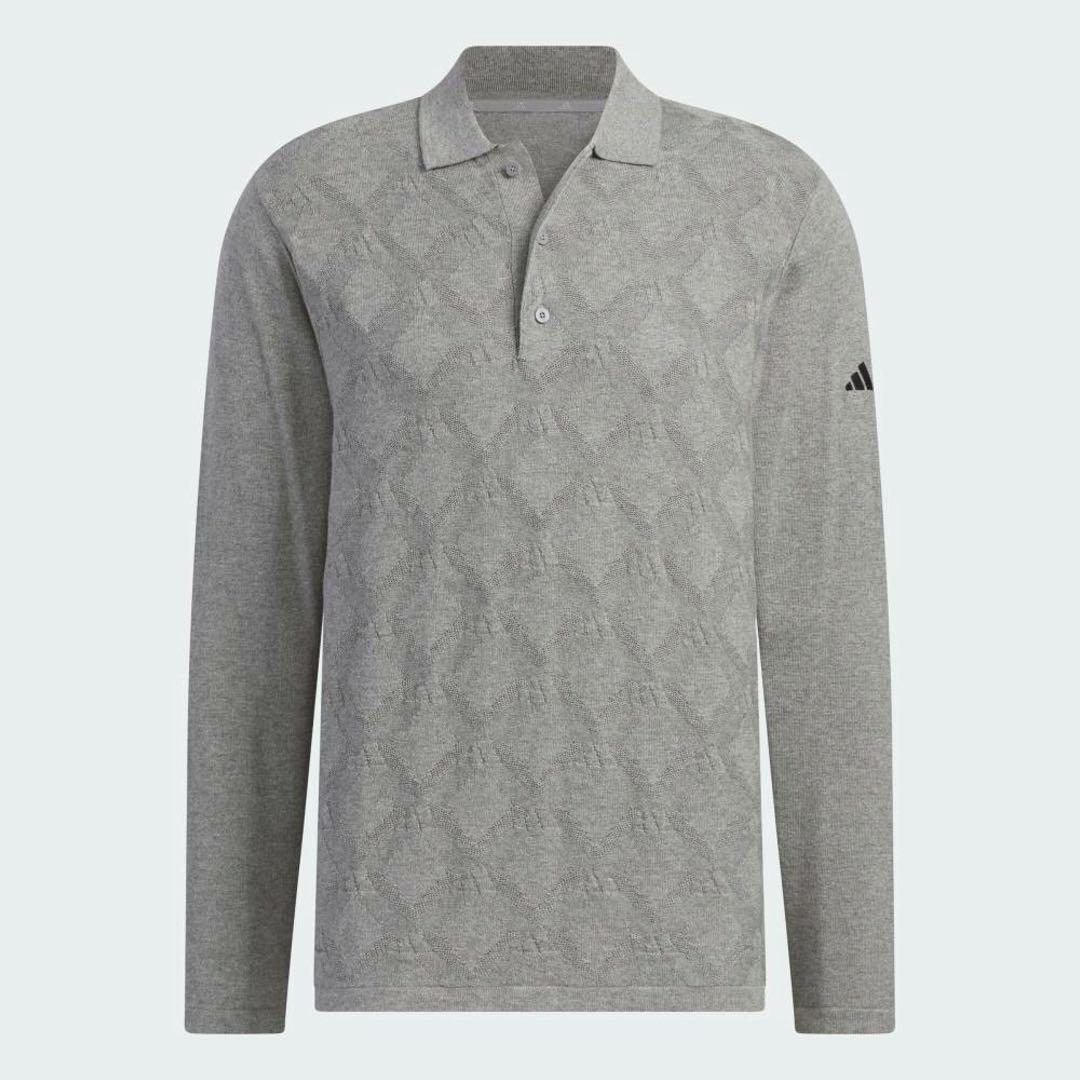 送料無料 新品 adidas GOLF アーガイル柄セーター ポロ L GR