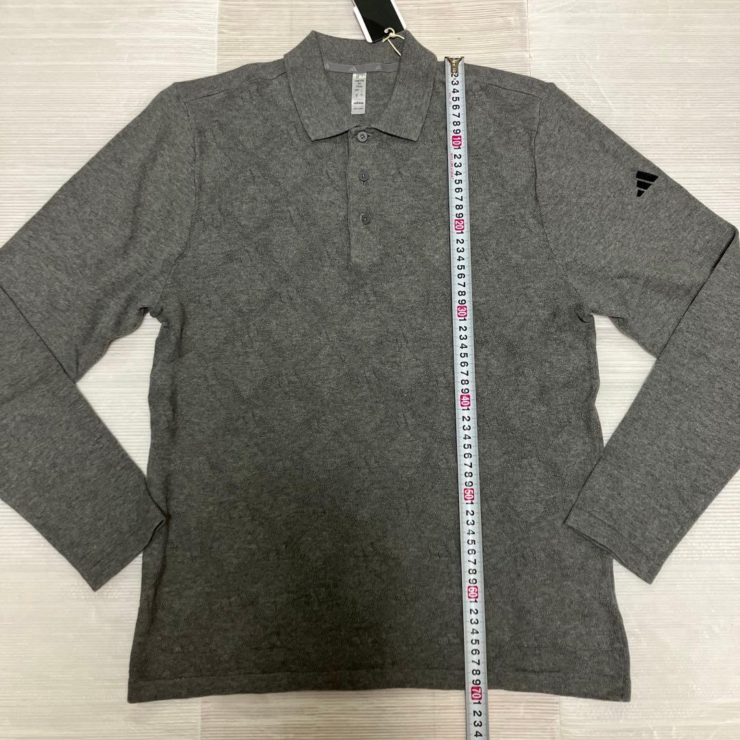 送料無料 新品 adidas GOLF アーガイル柄セーター ポロ L GR