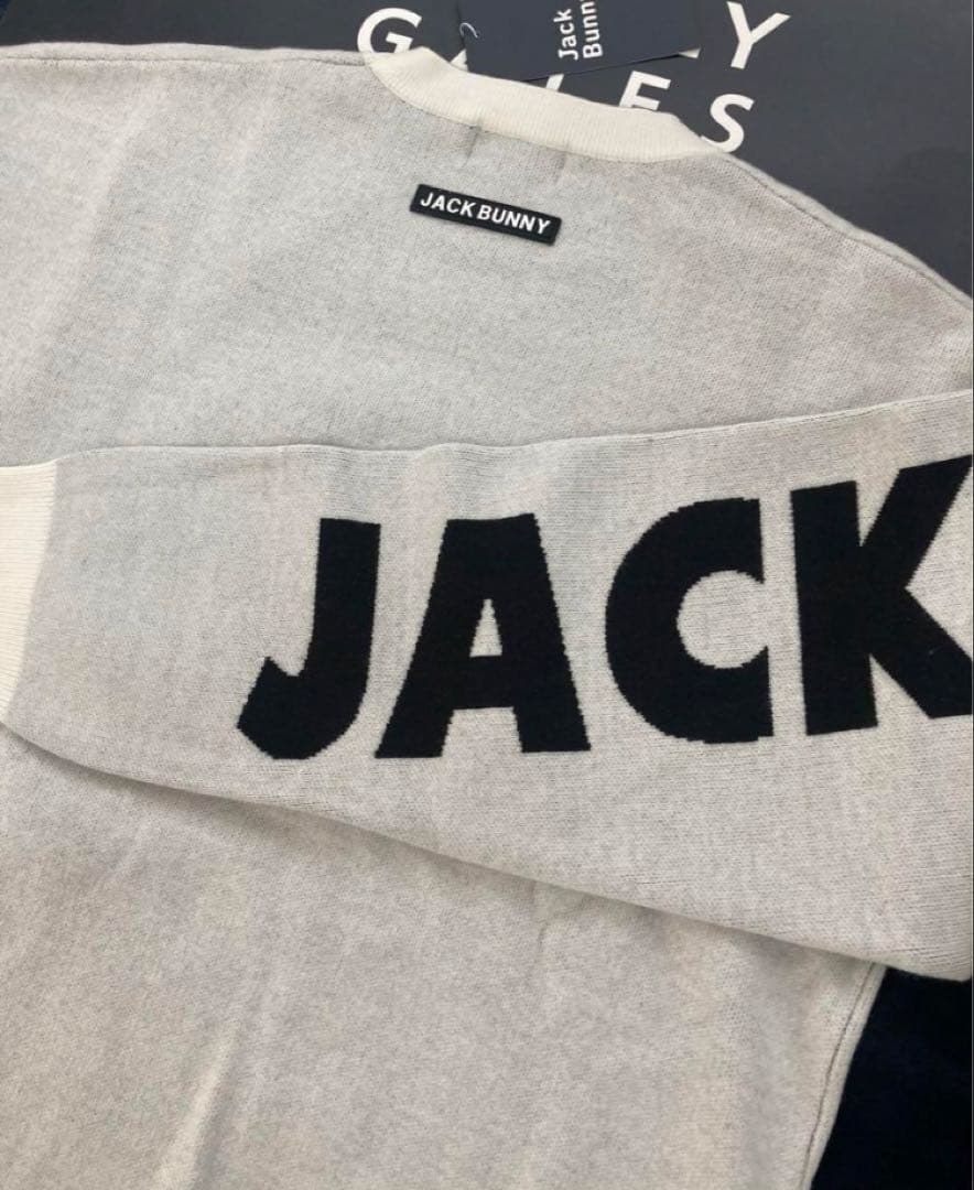 新品 パーリーゲイツ ジャックバニー HOT FEEL ニット(6)LL/白