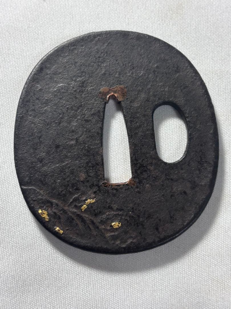 鐔鍔つば　見事な鉄味　山水風景図　風情のある図柄　金家　江戸時代