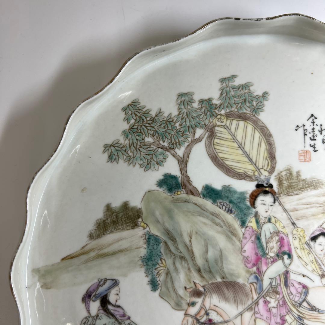 中国清時代　粉彩人物画大皿　幅約27.5㎝　東Y7-0702⭐︎2Fトニエ