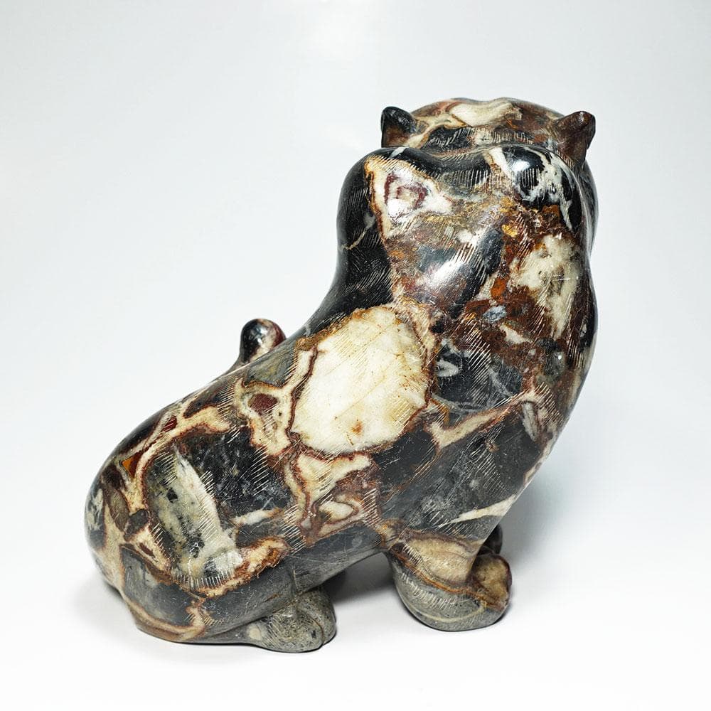 猫虎石像　マーブル石　大理石　タイガーアイ　虎目石　オブジェ　パワーストーン