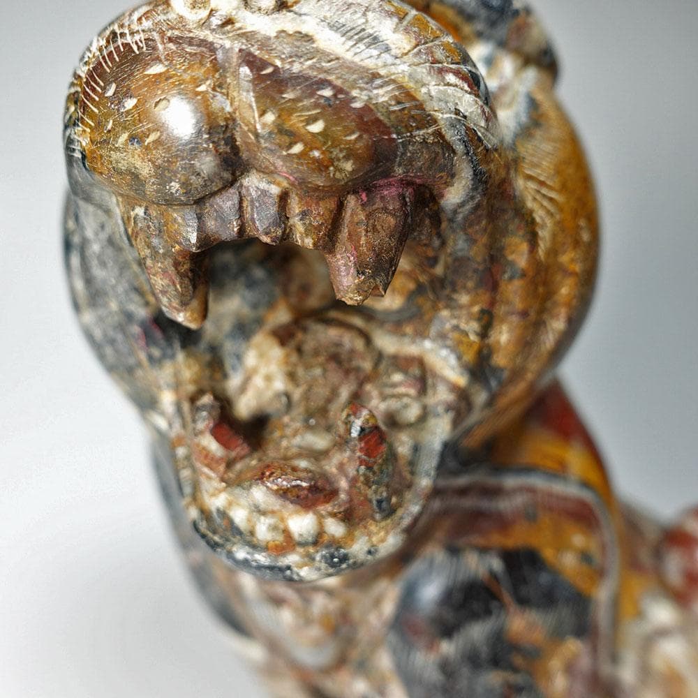 猫虎石像　マーブル石　大理石　タイガーアイ　虎目石　オブジェ　パワーストーン