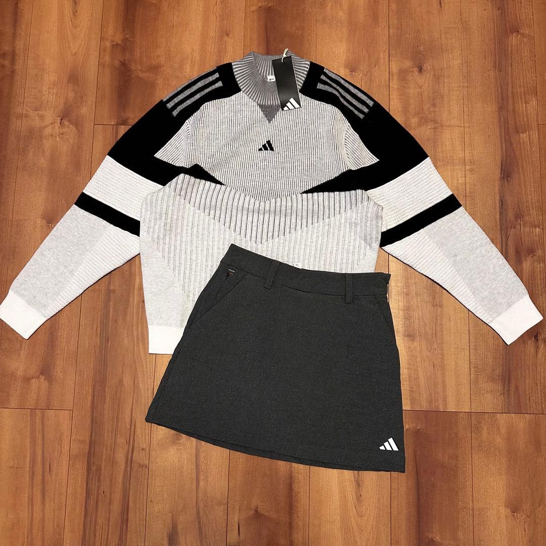 モックネック　ビックシルエット　長袖　ニット　裏起毛スカート　セットアップ　秋冬