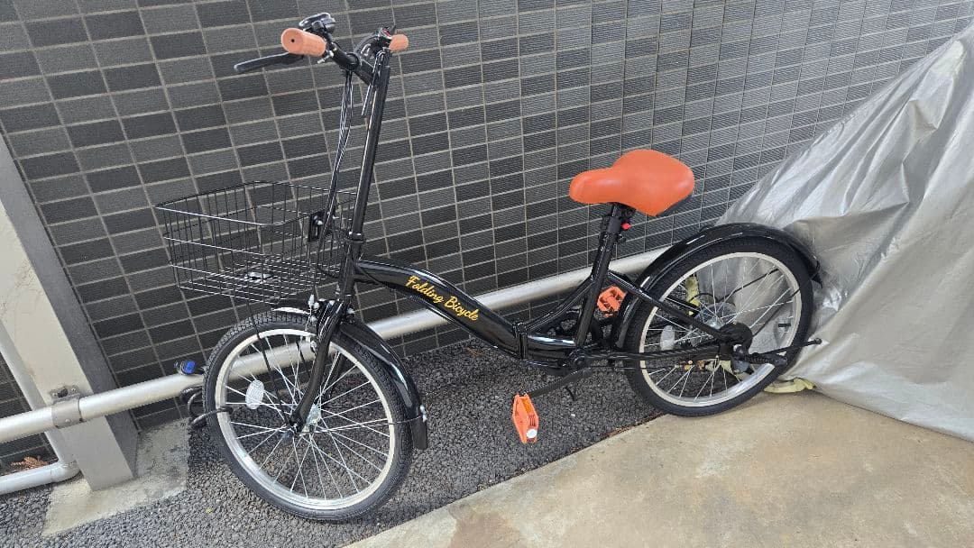 折りたたみ自転車 黒 茶色サドル