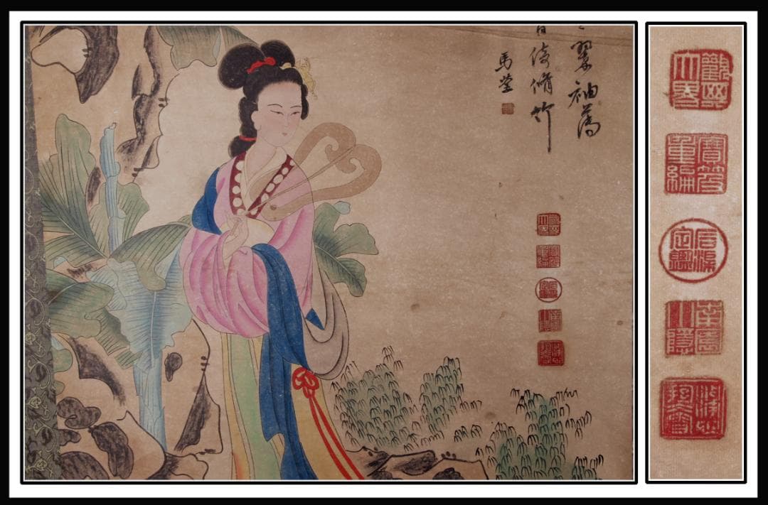 骨董市仕入れ品　中国近 時代の掛軸　肉筆保証 顾闳中 AK716A12-2