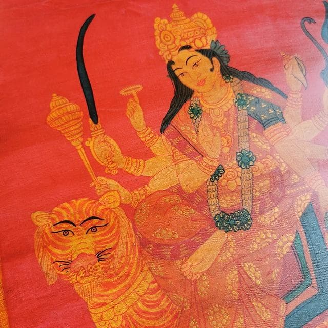 ドゥルガー　ヒンドゥー教の女神　シヴァの神妃：　タンカ　仏画（額縁なし）