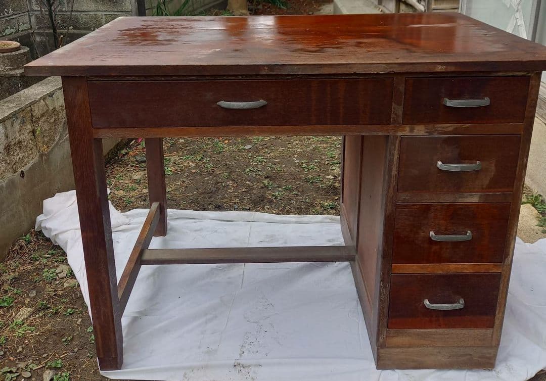 アンティーク家具　昭和レトロ　学習机　　片袖机　骨董品
