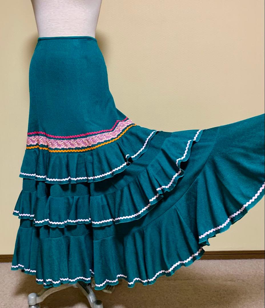 フラメンコ衣装　上下、シージョ付き3点セット