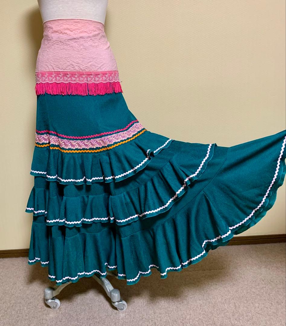 フラメンコ衣装　上下、シージョ付き3点セット