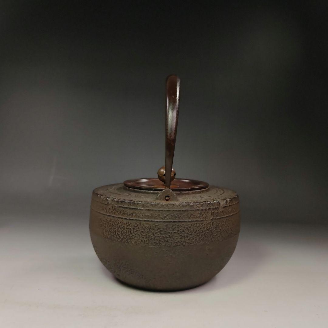 イ491 鉄瓶『銅蓋　独楽形　鉄瓶』湯沸　薬缶　茶道具　煎茶