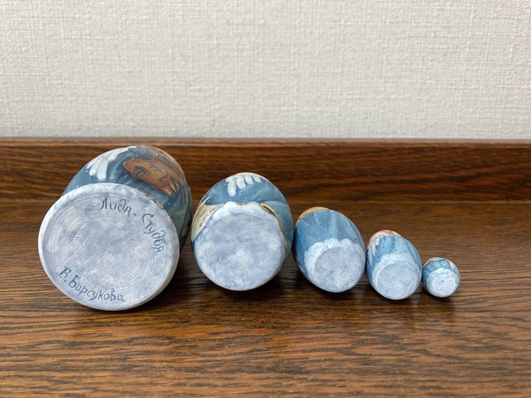 ロシア雑貨☆天使マトリョーシカ(5P)ブルーエンジェル リダ工房