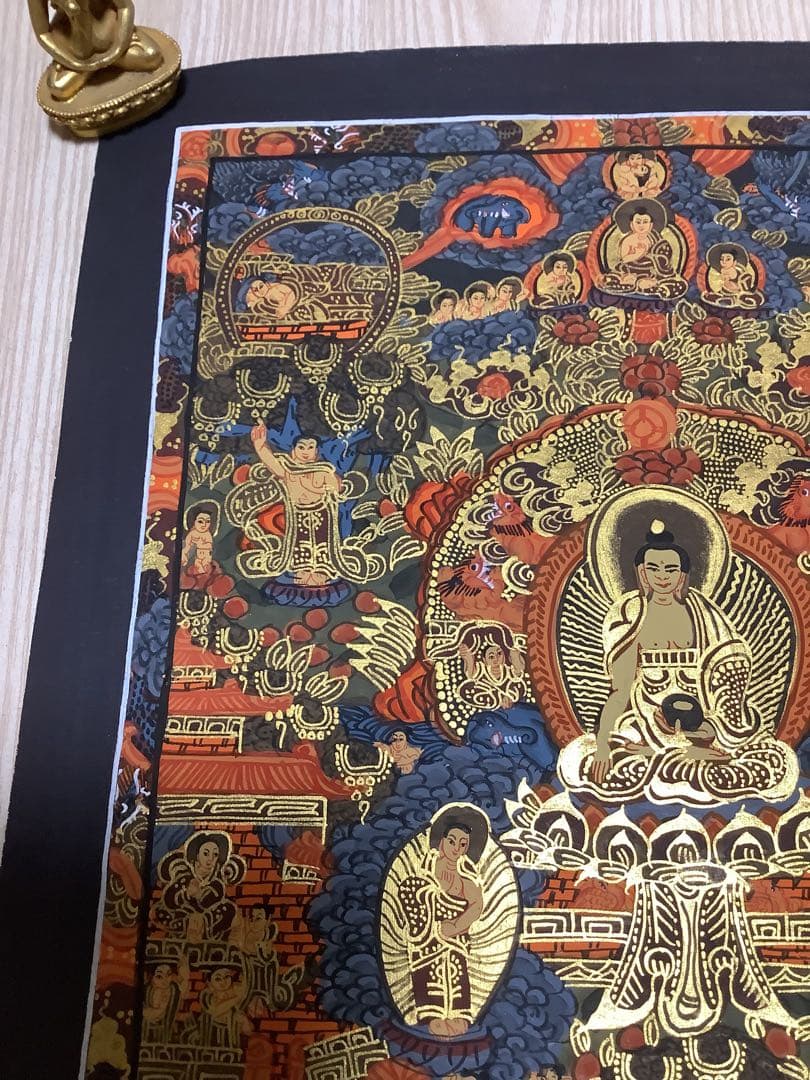 《 チベット密教　新品　1点物 》 釈迦の一生　曼荼羅　手描き　仏教　密教　30