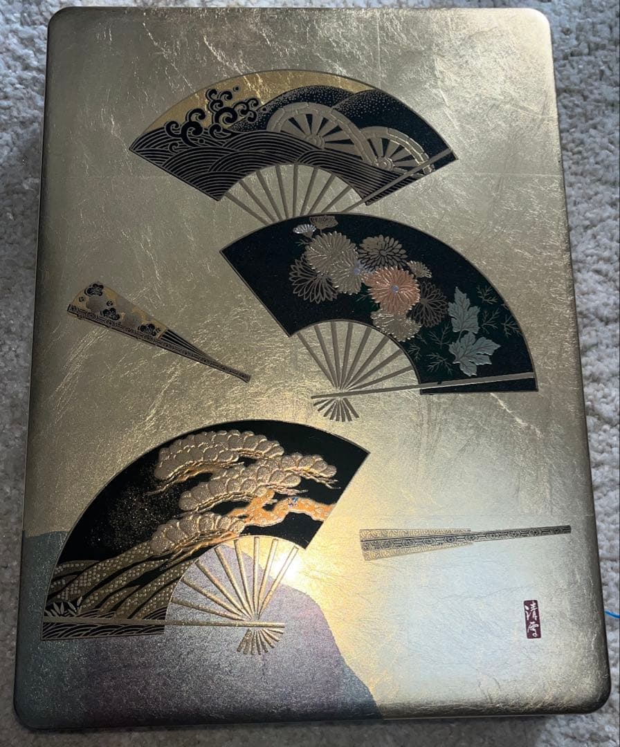 金箔工芸 清雪 瑞扇 文庫箱　工芸品
