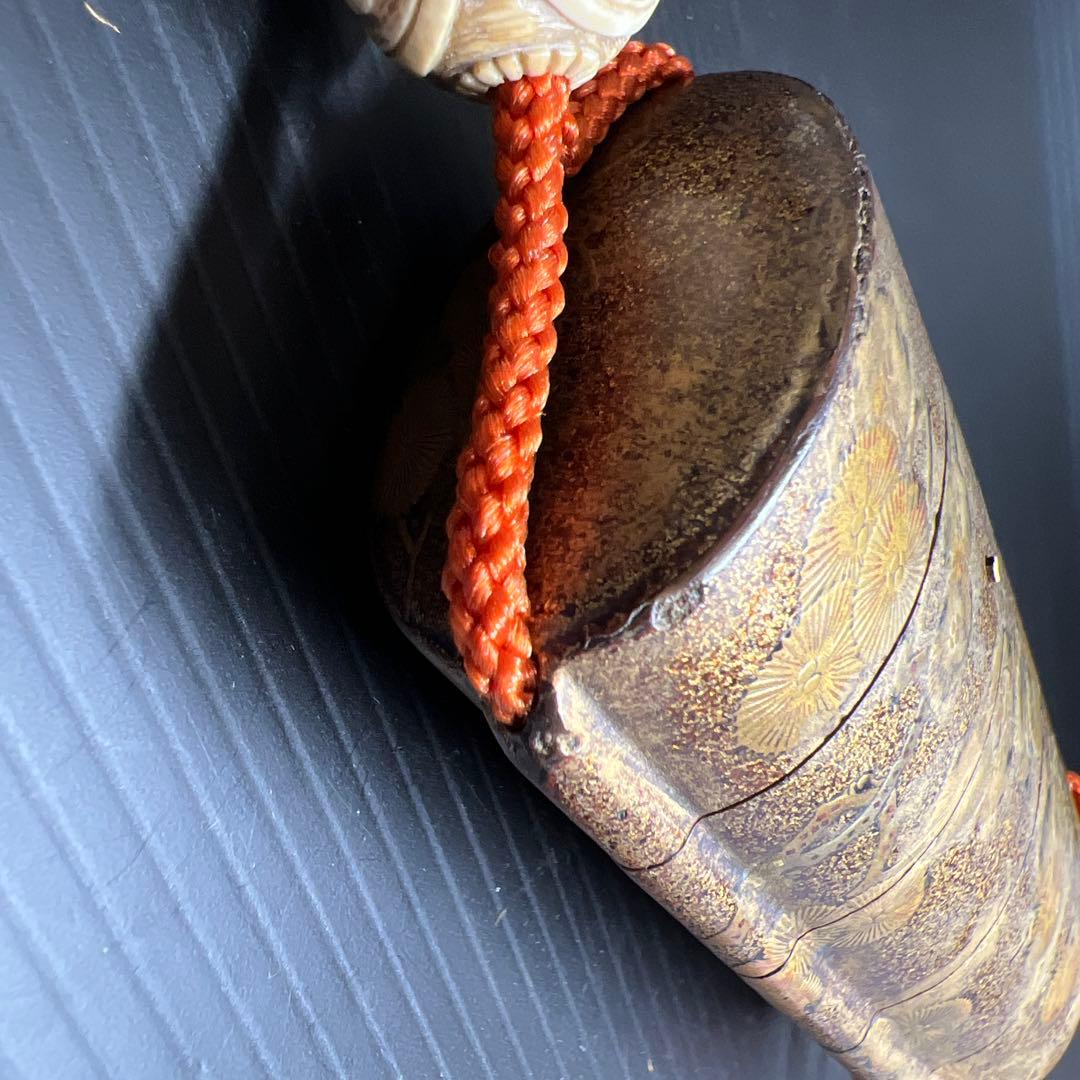 江戸時代　蒔絵印籠、ダルマ根付　73g 東Y7-1016☆2F