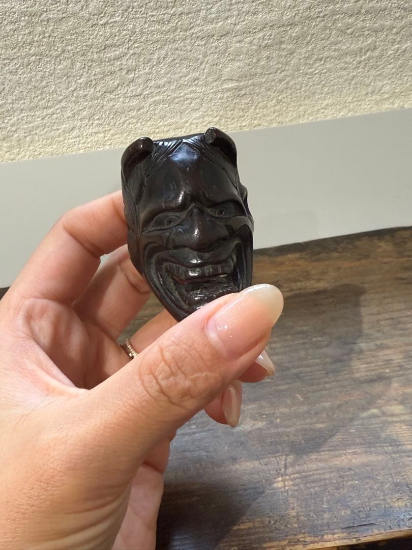 根付　般若　木製　鬼　江戸