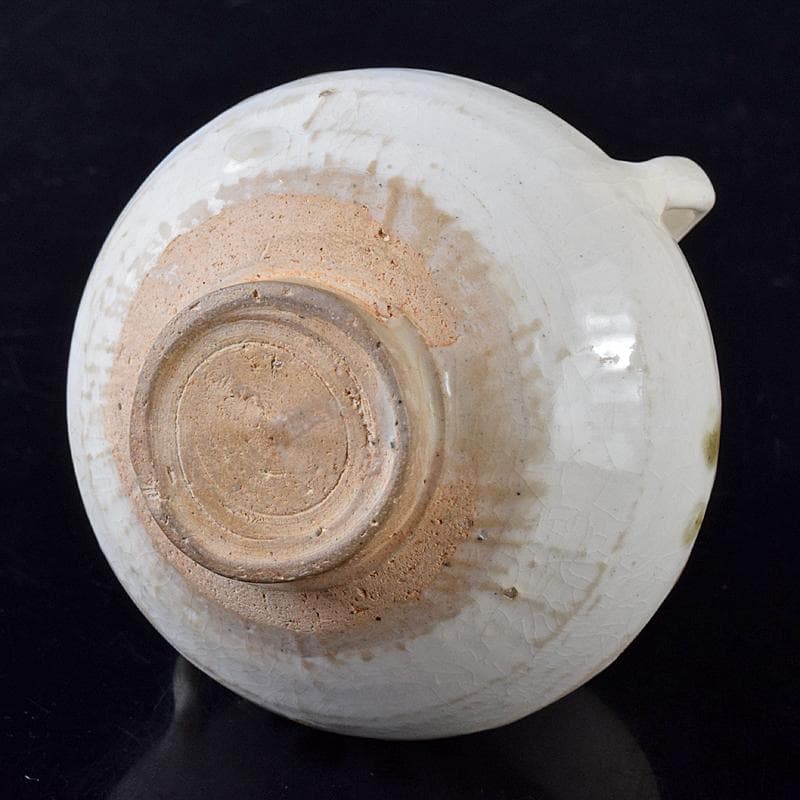 中国　磁州窯白釉　褐彩　双耳小壷　C　R8242