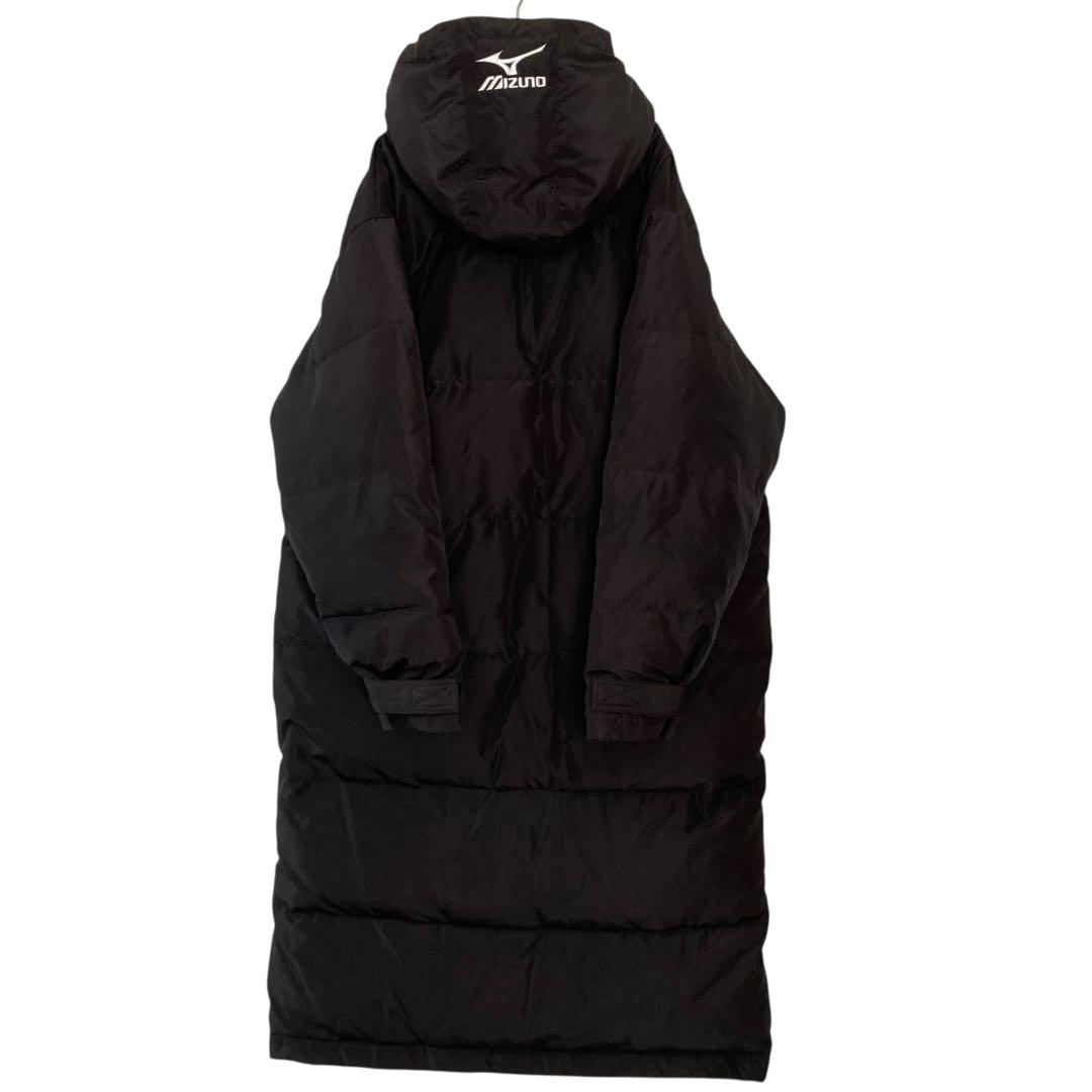 美品 Mizuno フード付き ロングダウン ベンチコート　ダウン80% 刺繍