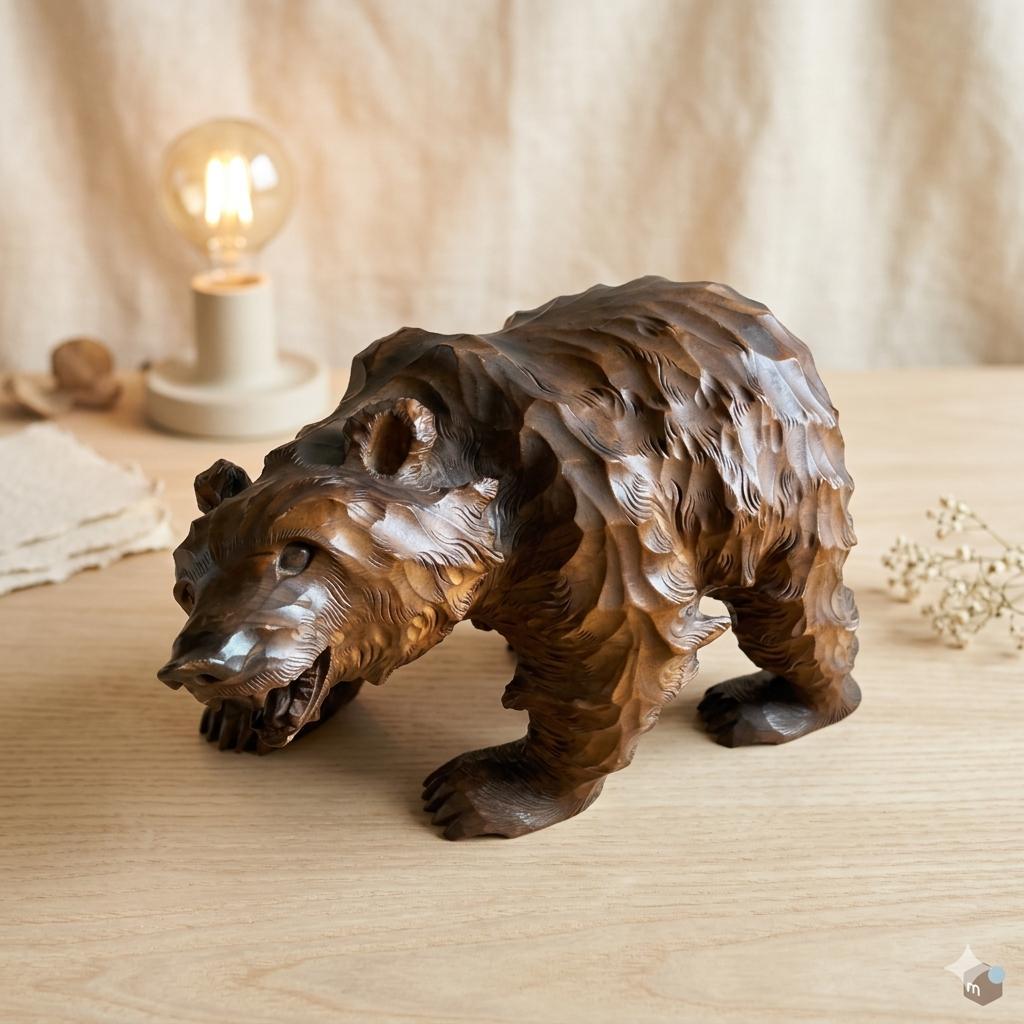 木彫り　熊　置物　特大　民芸品　インテリア　北海道刻印