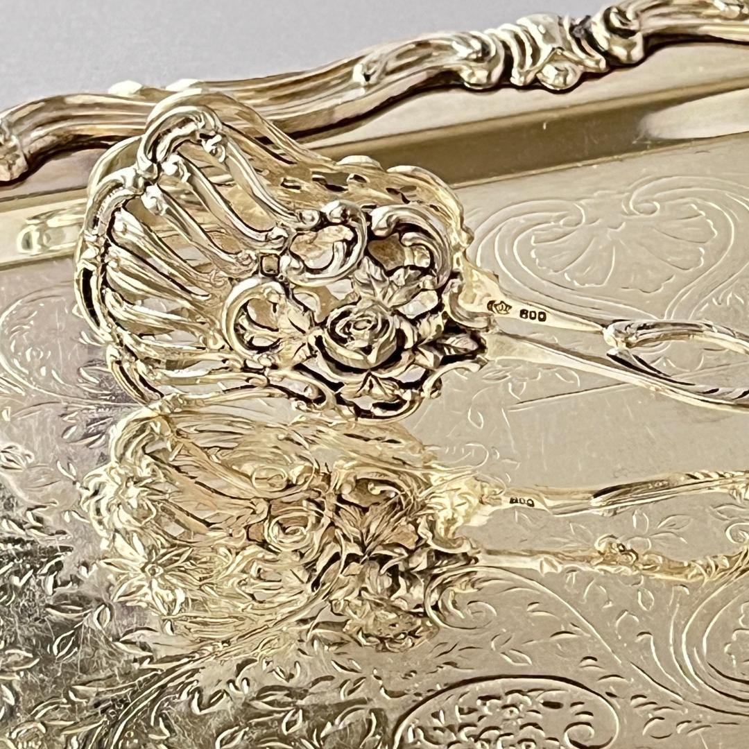 【ドイツ】薔薇の透かしのトング【純銀】ローズ 15cm