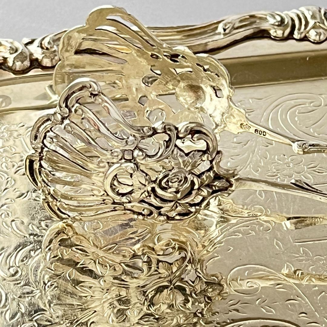 【ドイツ】薔薇の透かしのトング【純銀】ローズ 15cm