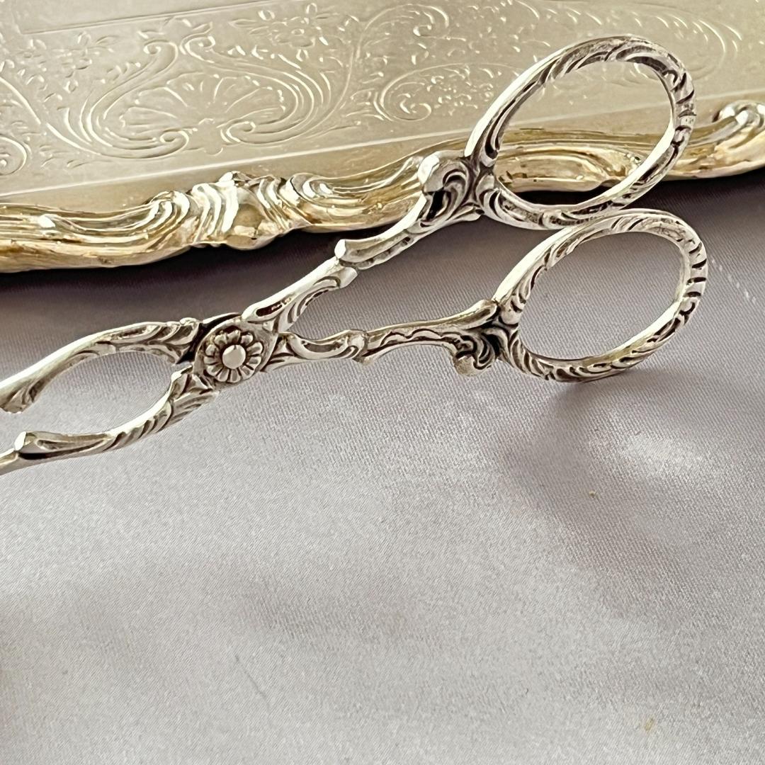 【ドイツ】薔薇の透かしのトング【純銀】ローズ 15cm