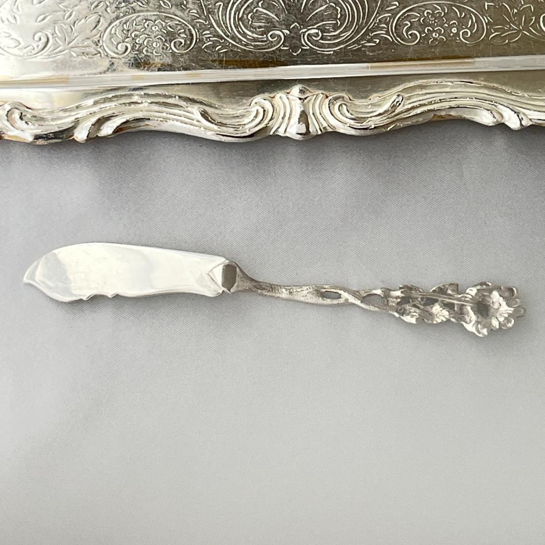 【 Bodemer】薔薇のバターナイフ 【純銀】 12.5cm