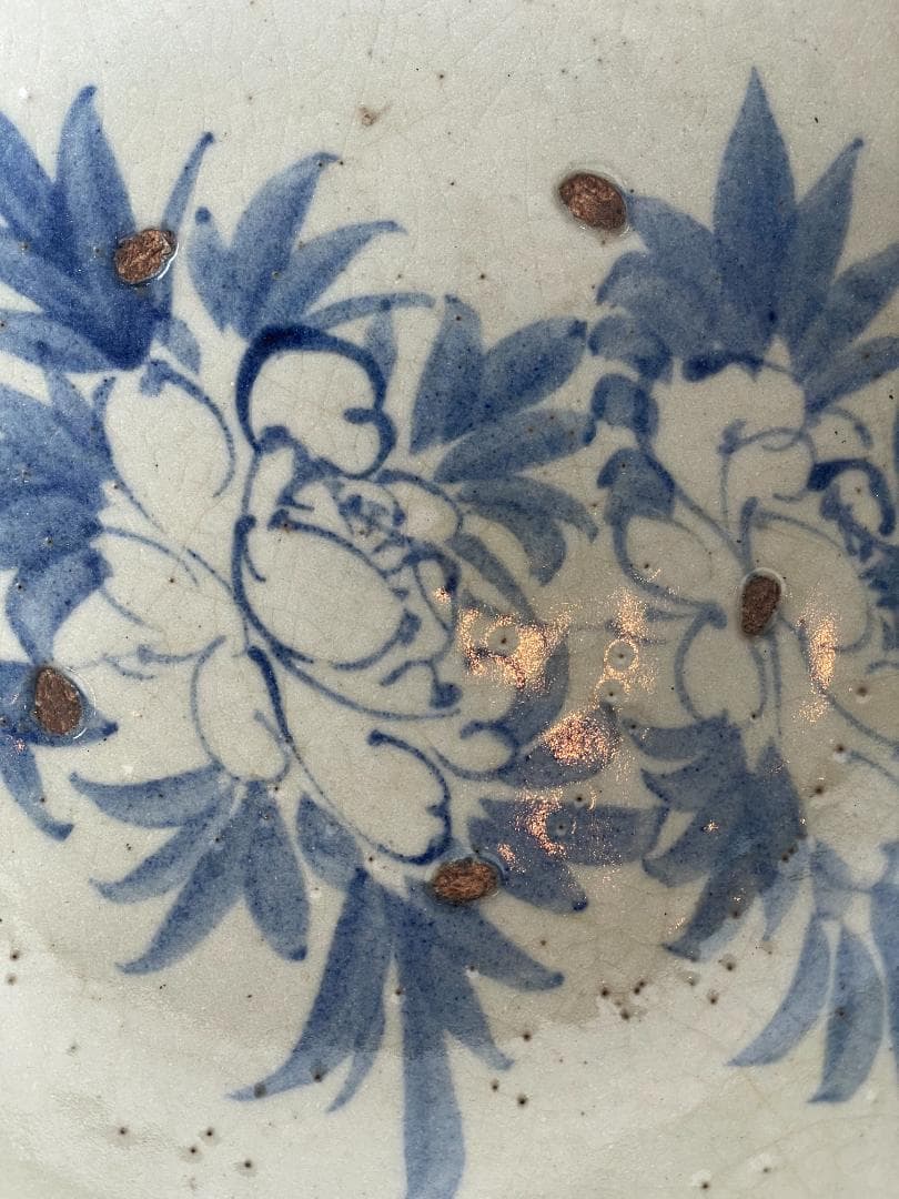 中国 美術 唐物 古玩 宋 元 明 清期 古染付 青絵 青花 大鉢 深鉢 牡丹