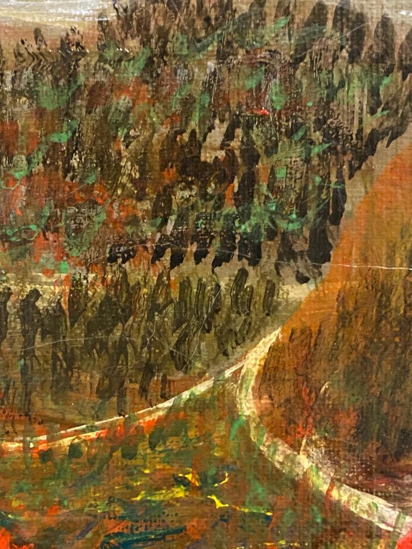 「真作」鈴木 照男「木曾 南岳山遠望」風景画　油彩画　額装　サイン有り　F6号