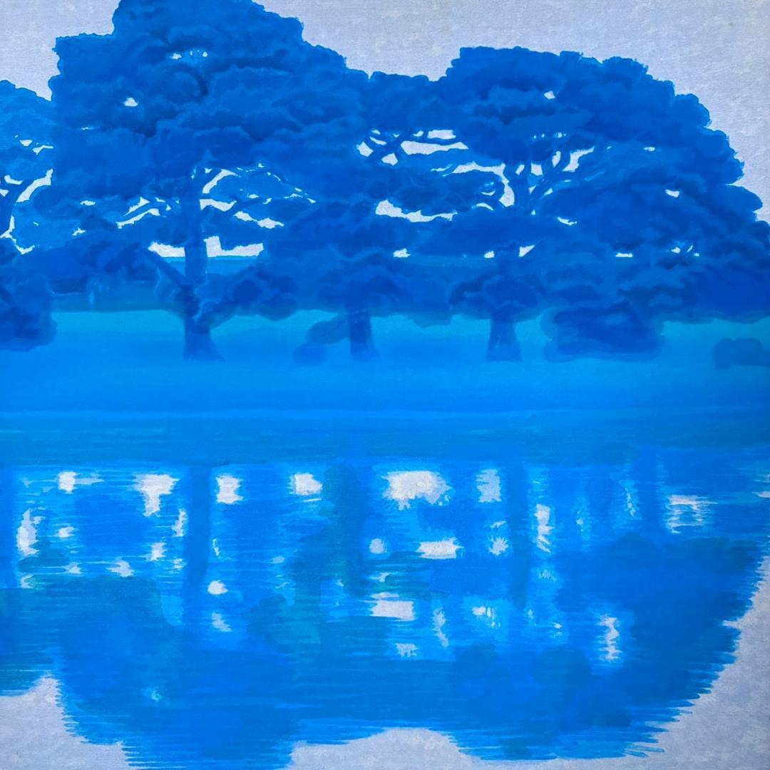 東山魁夷「夕涼」木版画 朱印有 アダチ版画研究所 昭和を代表する日本画家 名画