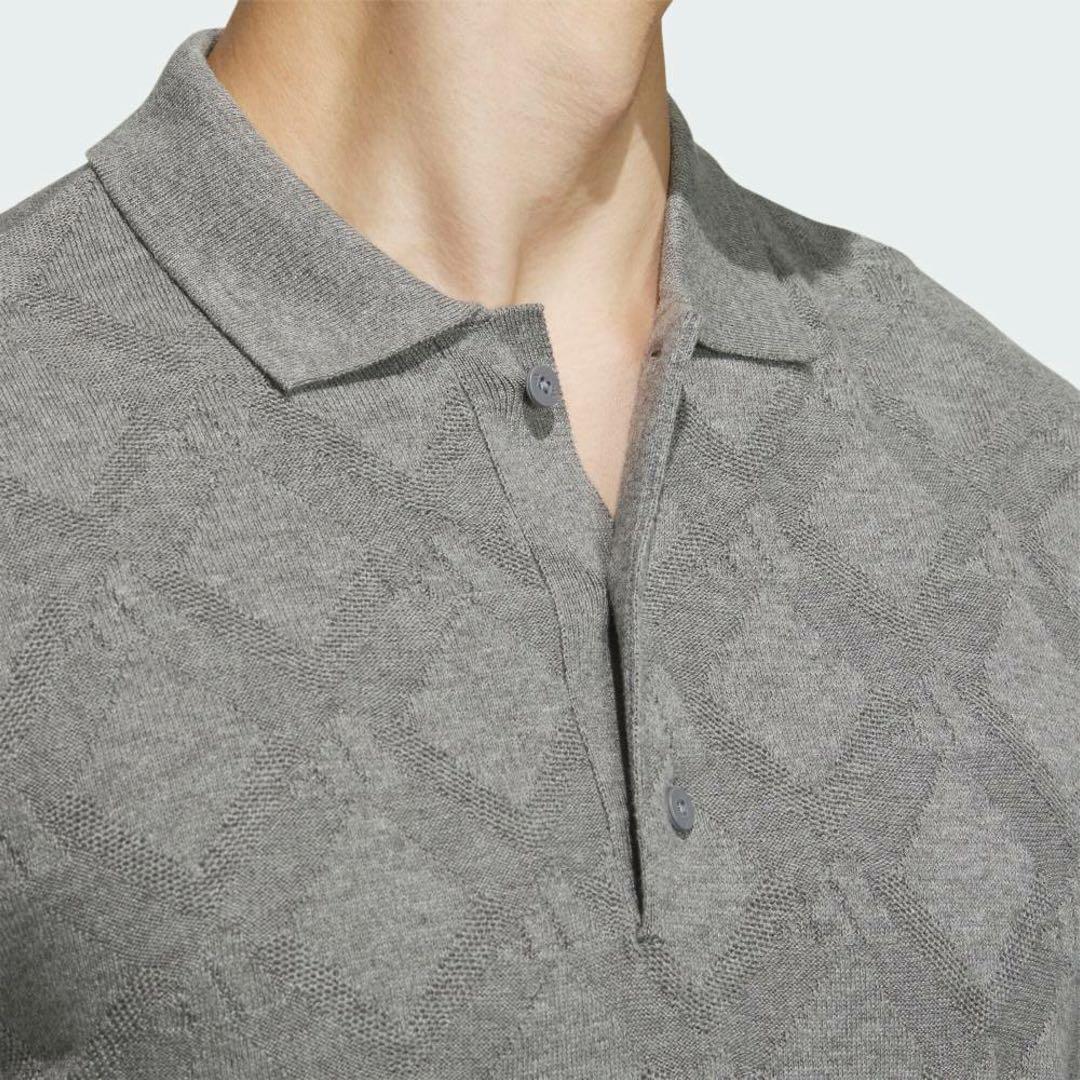 送料無料 新品 adidas GOLF アーガイル柄セーター ポロ M GR