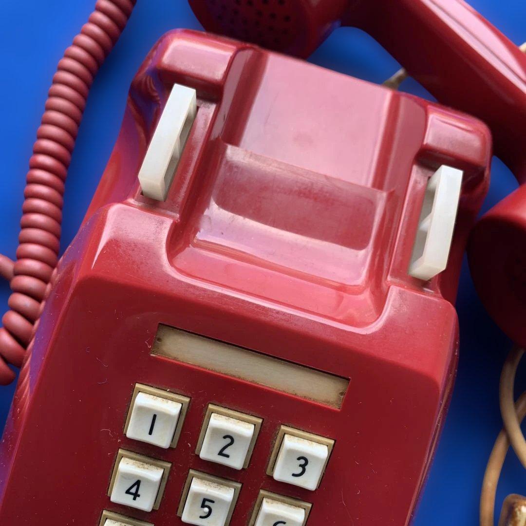 昭和レトロ！赤いプッシュボタン式電話 　１９７０～８０年代物/希少品