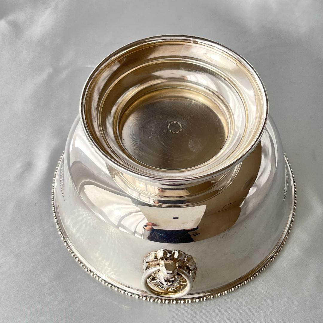 【英国】 ライオンのボウル / センターピース【シルバープレート】直径18cm