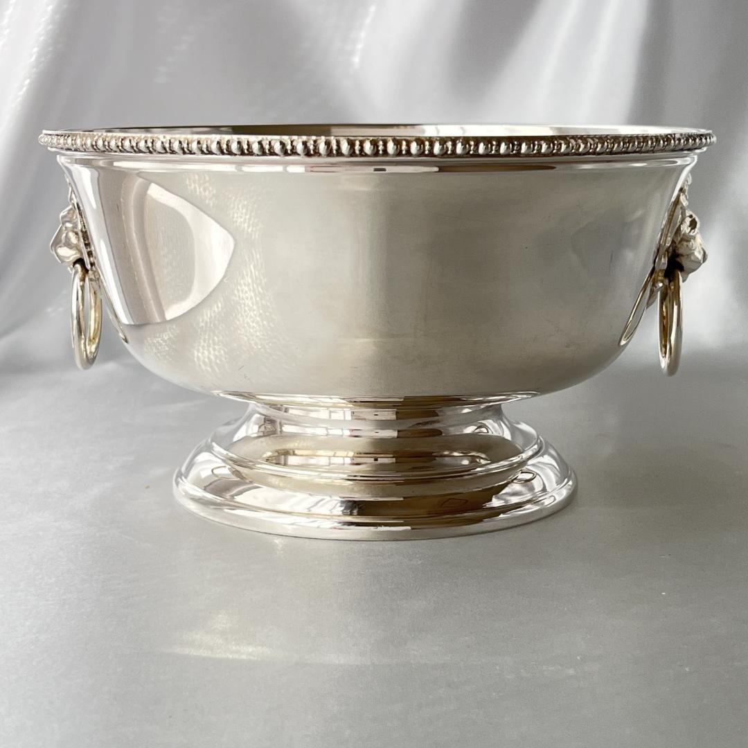 【英国】 ライオンのボウル / センターピース【シルバープレート】直径18cm