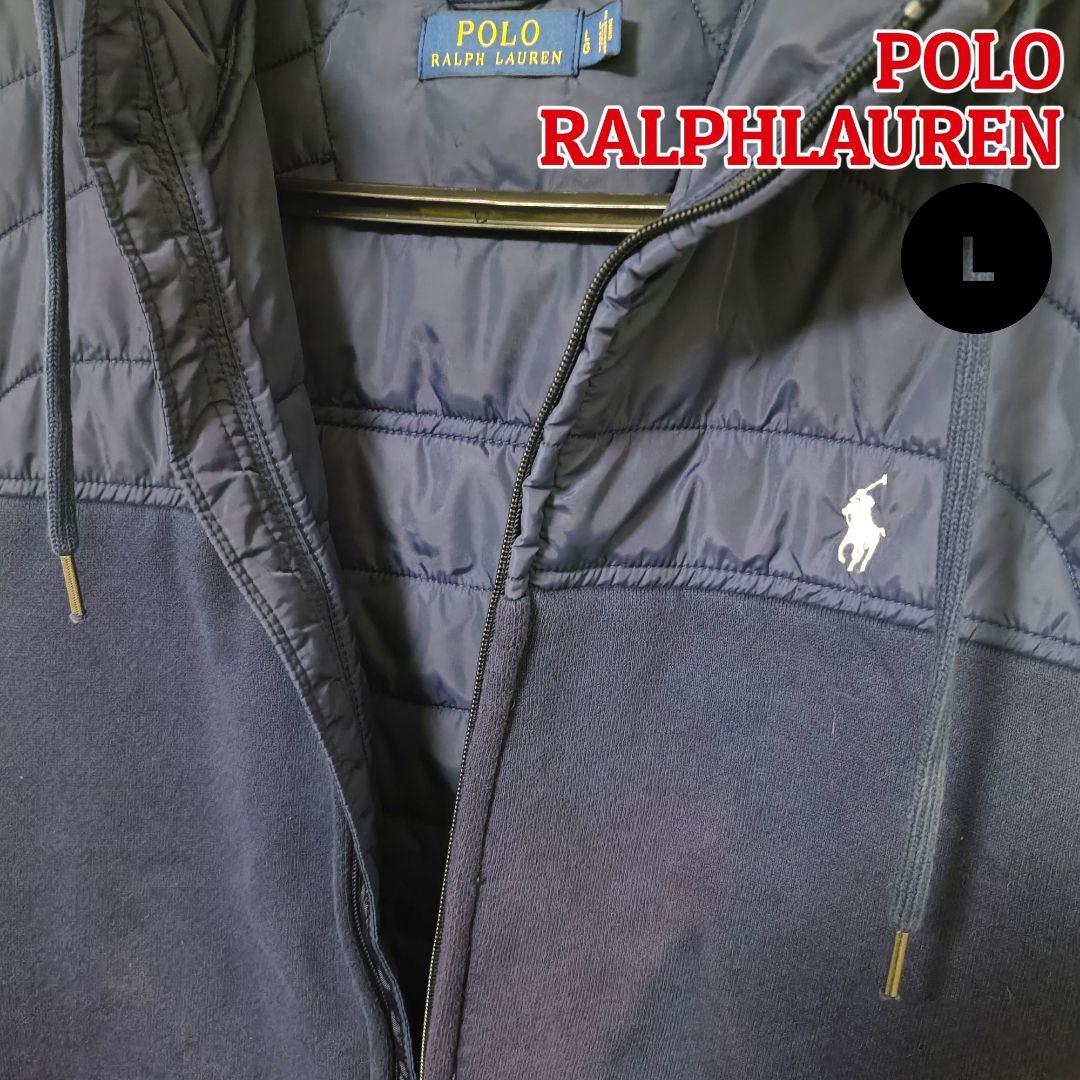 【大人の上質】ポロラルフローレン 中綿フーデッドベスト L ネイビーメンズゴルフ