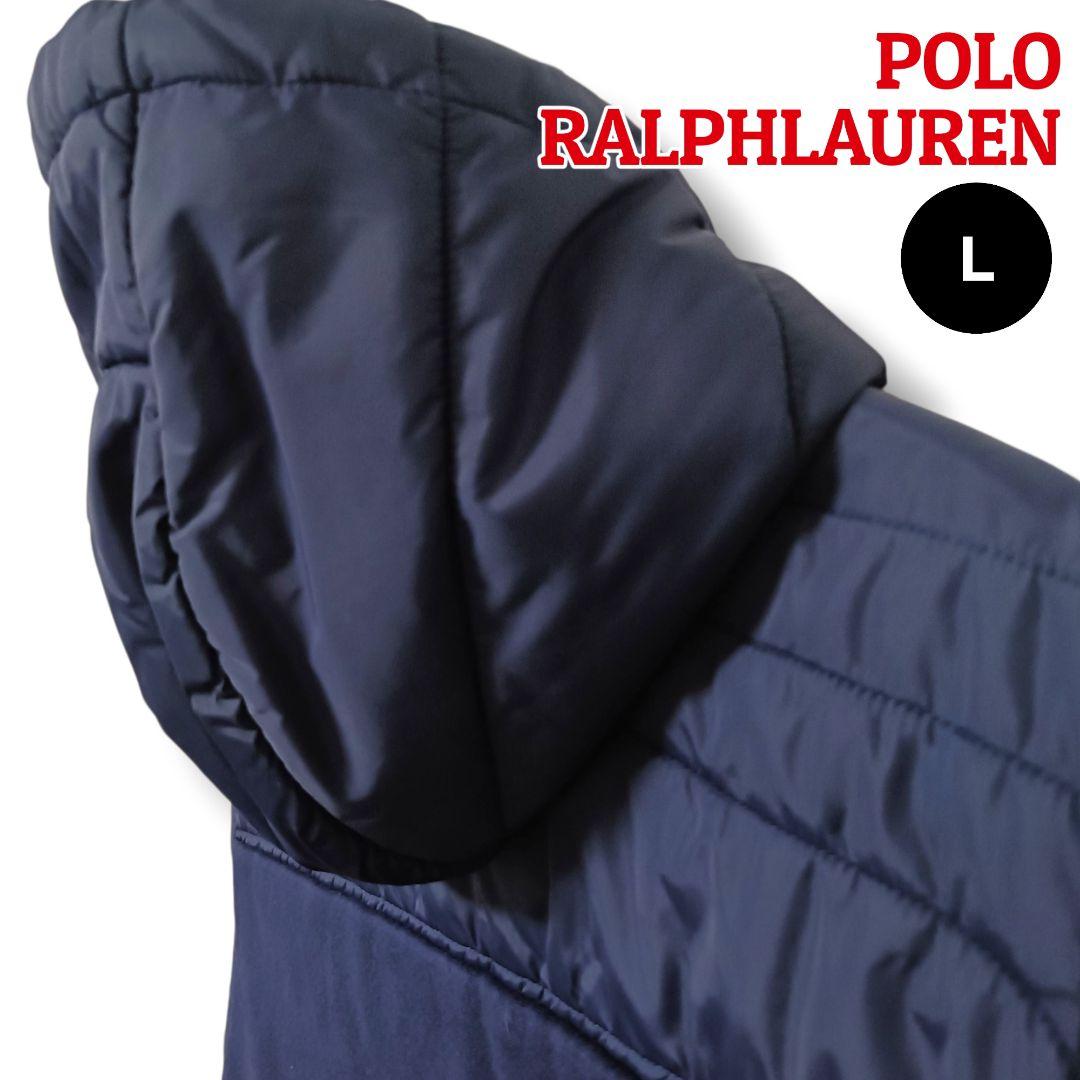 【大人の上質】ポロラルフローレン 中綿フーデッドベスト L ネイビーメンズゴルフ