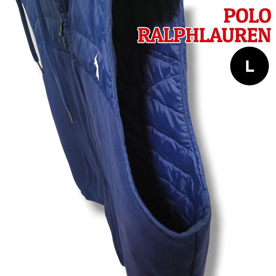【大人の上質】ポロラルフローレン 中綿フーデッドベスト L ネイビーメンズゴルフ