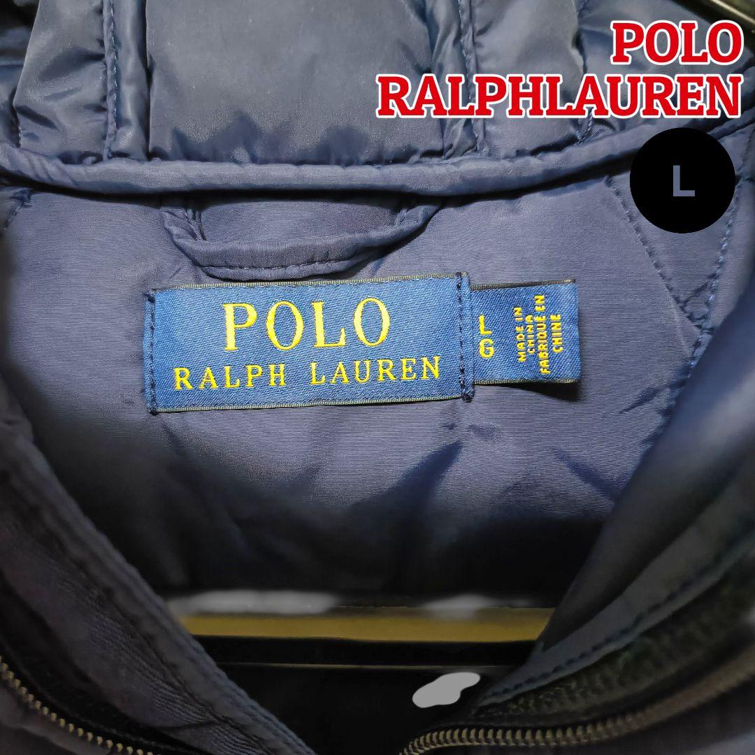 【大人の上質】ポロラルフローレン 中綿フーデッドベスト L ネイビーメンズゴルフ