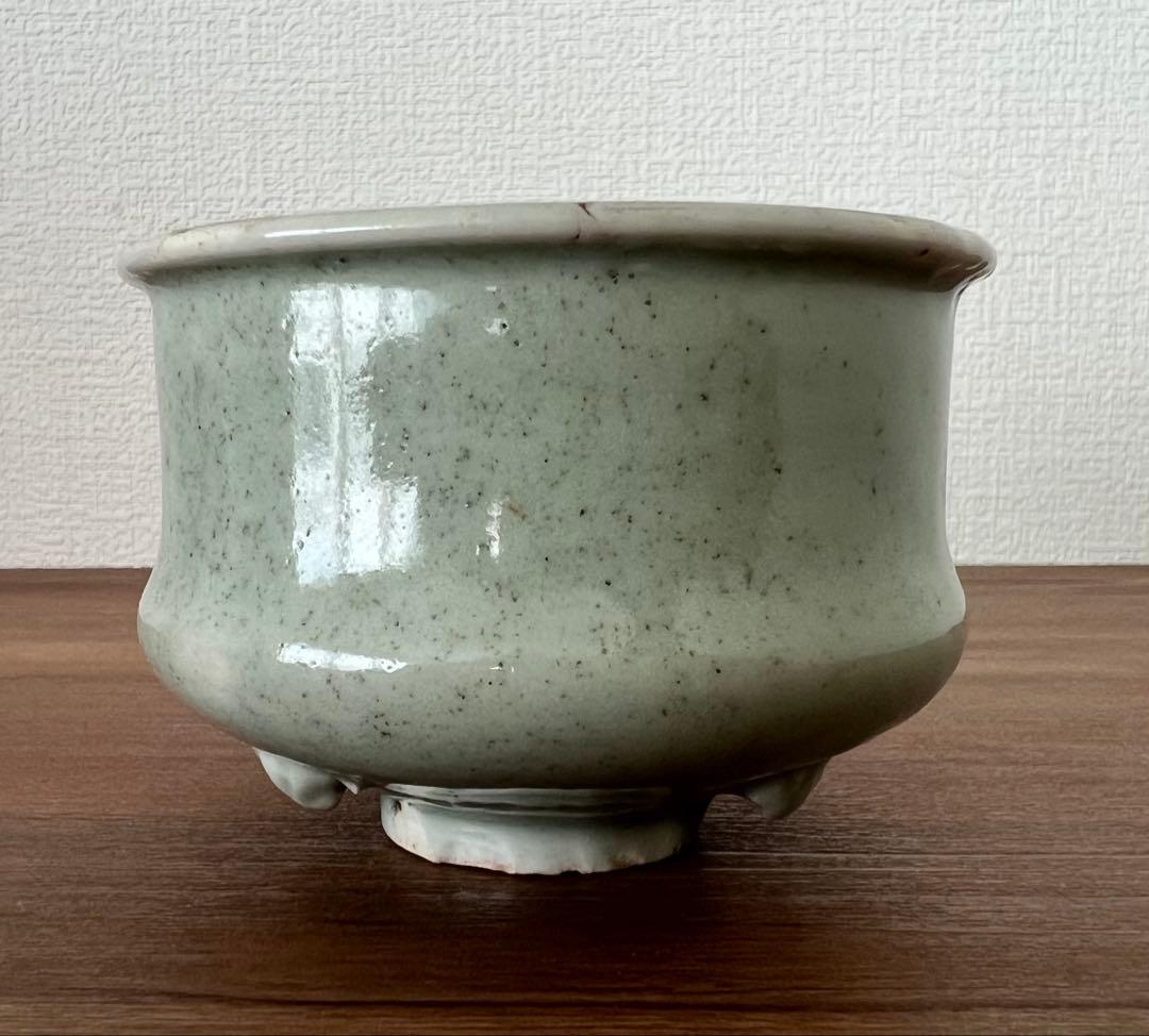 砧青磁千鳥香炉 中国龍泉窯産 箱有 灰有 年代物 香合