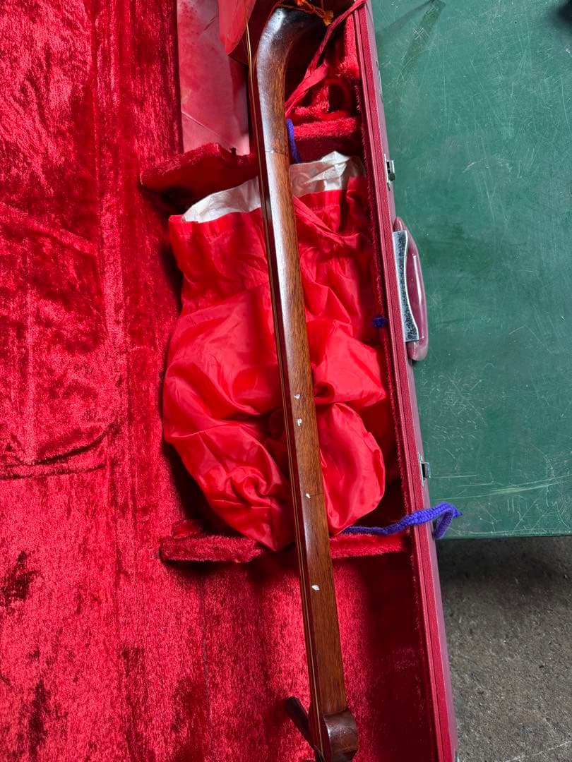 7-津軽三味線?　高級糸巻き 紅木？ハードケース&付属