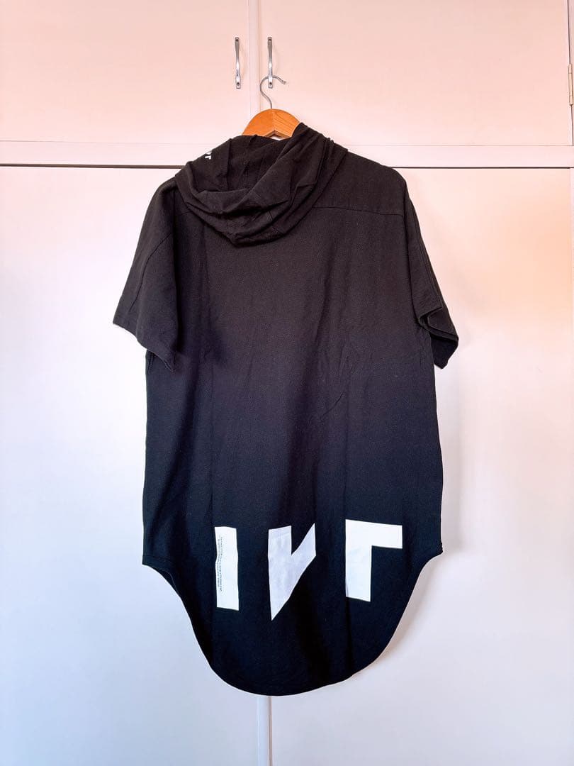 【IKE×SPYAIR】IVT コラボ フードTシャツ 黒 ワッフル素材 F